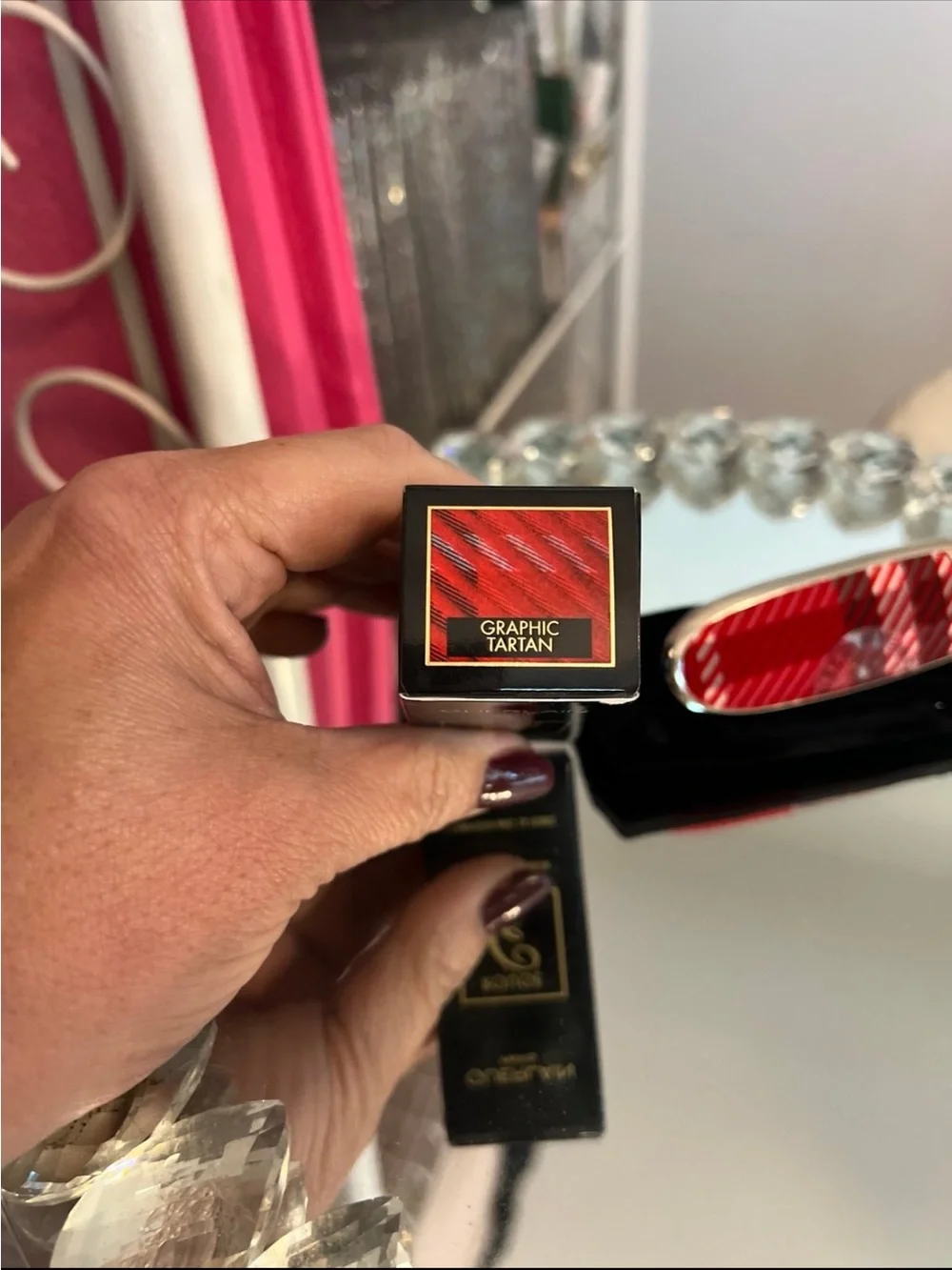 Guerlain Rouge G Red Lipstick Case - Graphic Tartan